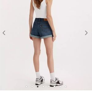 Levi's Blue Jean Shorts High-Waisted Cuffed